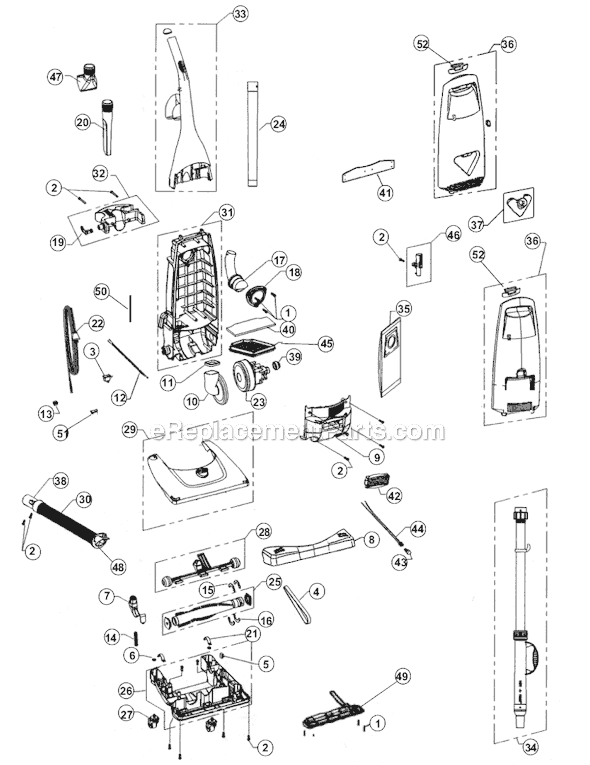 Page A Diagram and Parts List for M086355  Dirt Devil Upright Vacuum